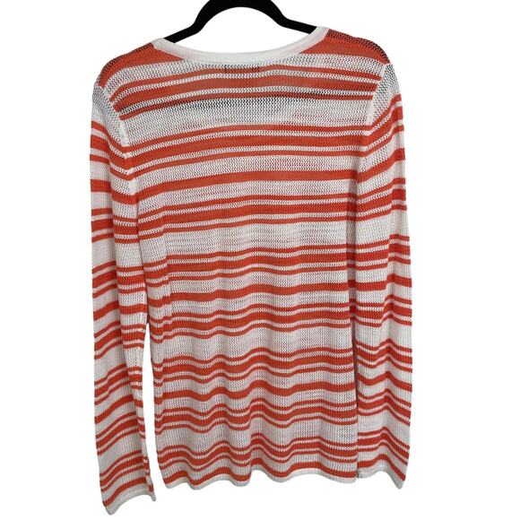 Tommy Bahama Crewneck Striped Sweater Orange White Womens Large - Picture 5 of 5